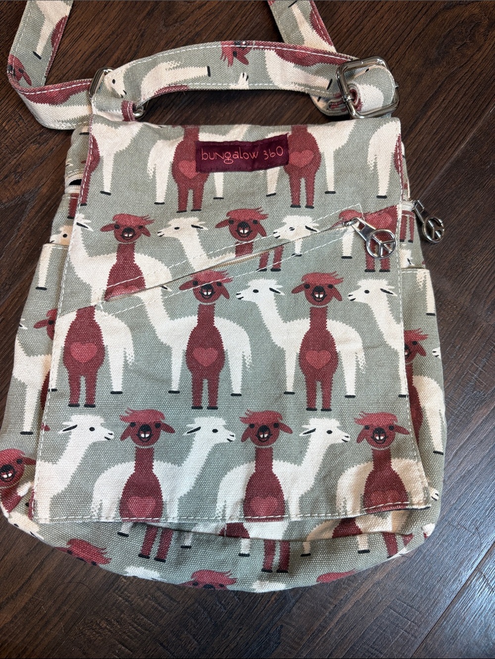 Bungalow 360 Sage Crossbody with Llama Pattern/ black and white polka dot